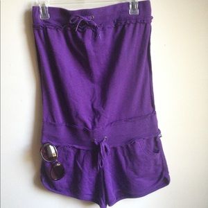 Juniors Purple Tube Top Shorts Romper Size Large